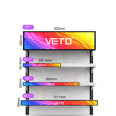 Kalite VETO 23.1 Inch Ultra Wide Stretched Bar LCD Ekran İçerideki Reklam Medya Oyuncusu Dijital Raf Kenar Ekranı Fabrika