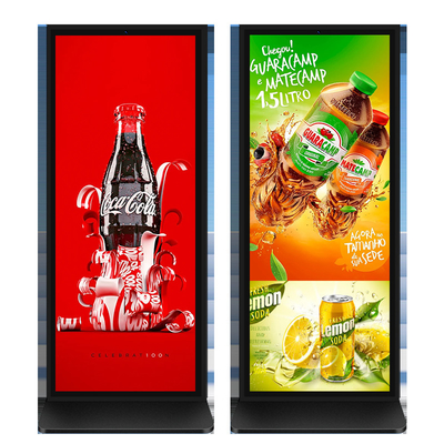 75 inç tam ekran zemin dik dijital işaretleme kiosku 86 inç 4K çözünürlüğü ile