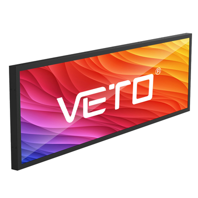 VETO 24 29 35 inç Duvar Asma Android WIFI gerilmiş çubuk LCD perakende mağazası için ultra geniş raf kenar ekranı