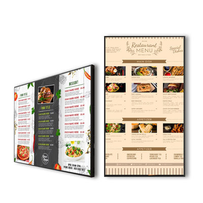 Kalite VETO Dijital Menü Tabloları Duvar Montajlı LCD Reklam Ekranı Android Dijital İşaret FHD Ekranı Restoran Perakende Mağazaları için fabrika