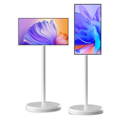 Kalite Kablosuz Zemin Ayaklı Dijital Tabela ile 32 İnç 4K Çözünürlük Android 15 Taşınabilir TV Akıllı Ekran Fabrika