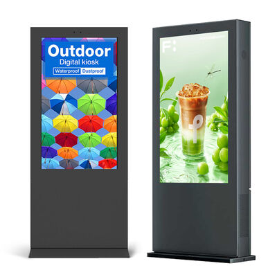 Kalite Dış Mekan Reklamcılığı için 55 İnç IP55 Hava Koşullarına Dayanıklı Kapasitif Dokunmatik Ekran Zemin Ayaklı Dijital Kiosk Fabrika