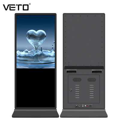 Android Network Floor Standing Digital Signage LCD 49" Touchable Kiosk LED Backlight