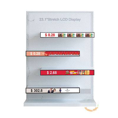 Kalite 23.1 inç uzanmış çubuk LCD ekranı 10 noktalı dokunuş ve raf kenar reklam için 500cd / m2 parlaklık Fabrika